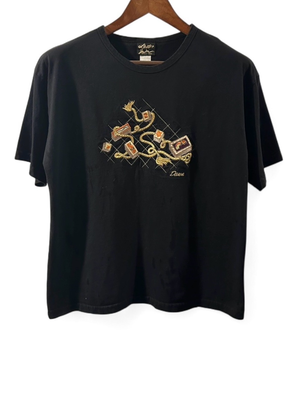 Vintage Embroidered Gold Design Hawaii T-shirt Size Women’s Large